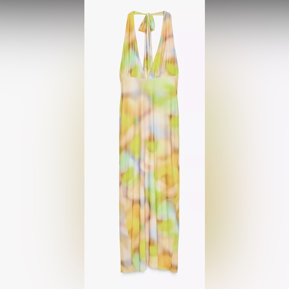 Zara Printed Tulle Midi Halter Dress size S - Picture 2 of 9